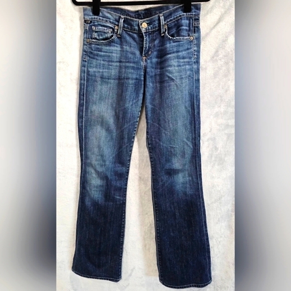Citizens of Humanity Kelly Low Rise Boot Cut Stretch Jeans Distressed Dark Wash - Picture 1 of 12